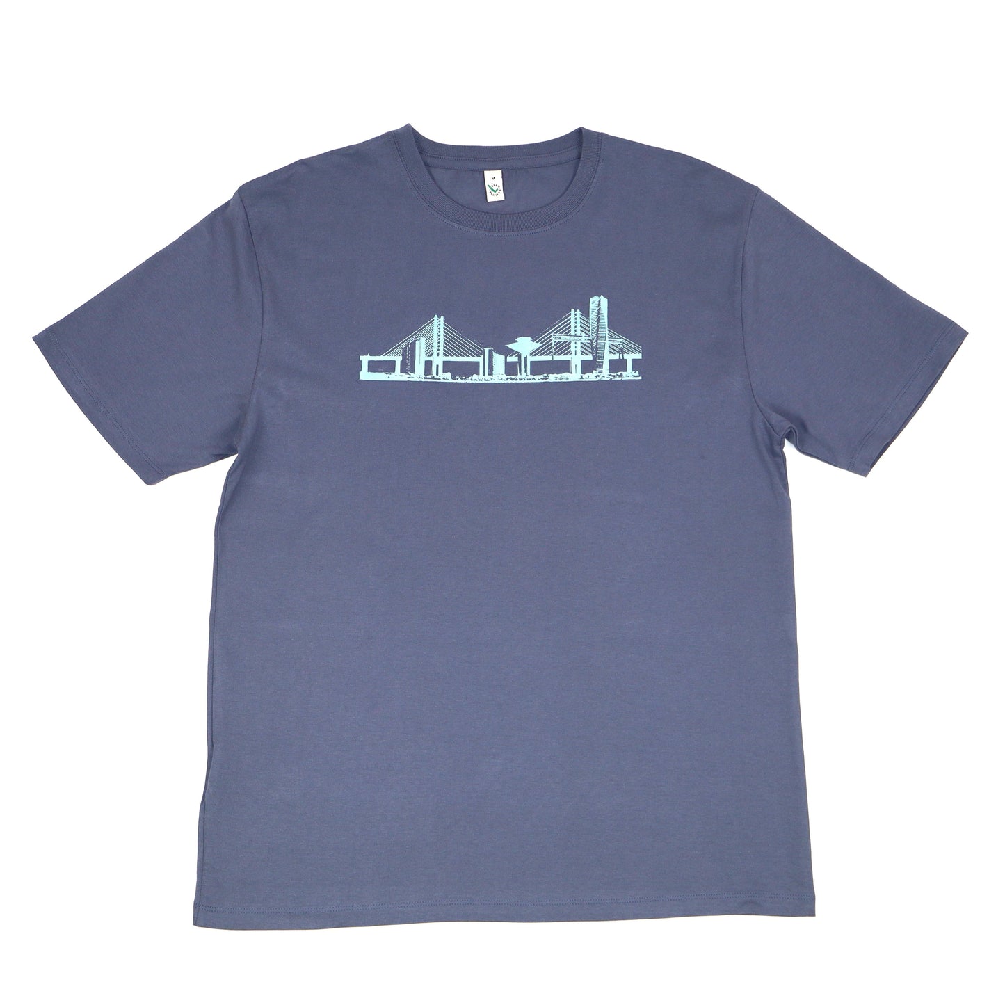 Herr t-shirt Malmö skyline faded denim (matt denimblå)