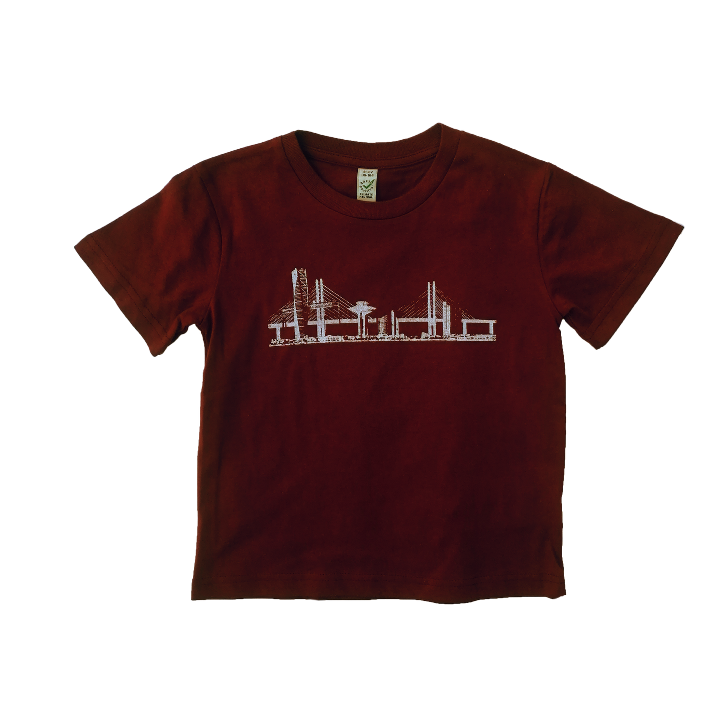 Barn t-shirt Malmö skyline burgundy