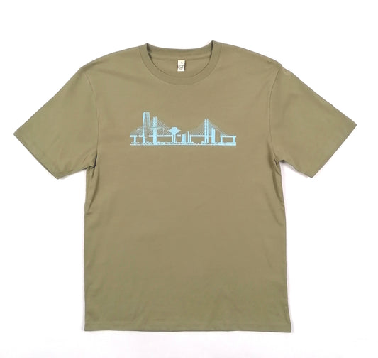 Herr t-shirt skyline faded khaki