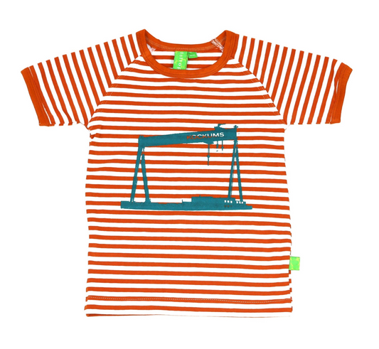 Barn t-shirt Kockumskran orange-vit