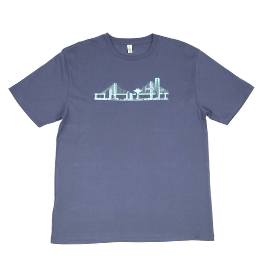 Herr t-shirt Malmö skyline faded denim (matt denimblå)