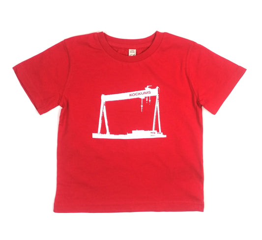 (Barn t-shirt Kockumskran röd