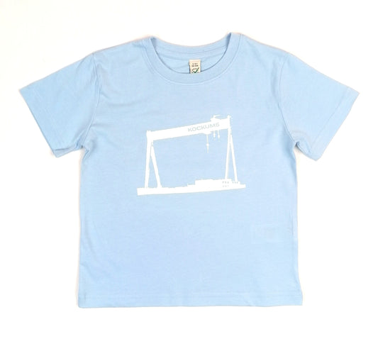 Barn t-shirt Kockumskran ljusblå