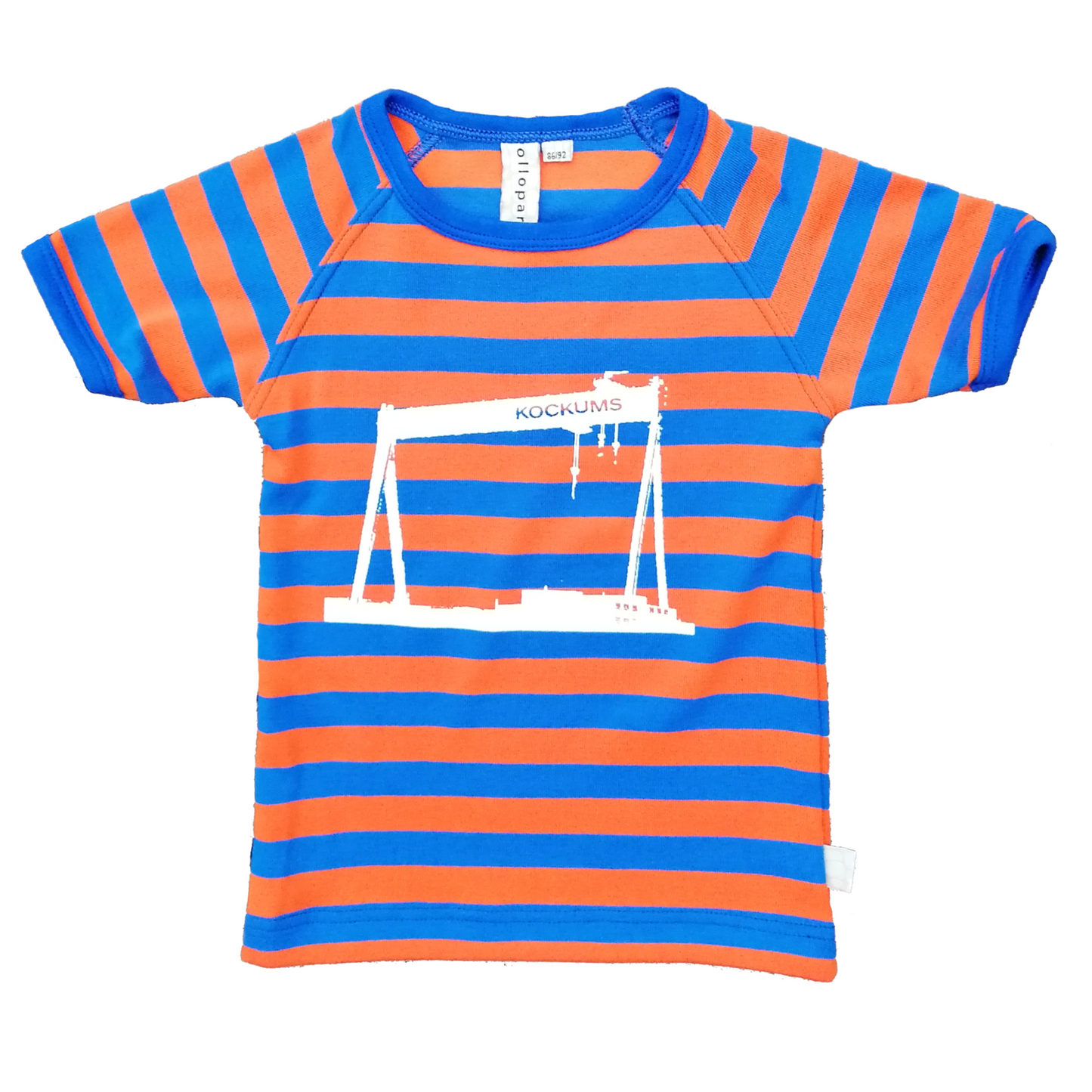 Barn t-shirt Kockumskran blå-orange