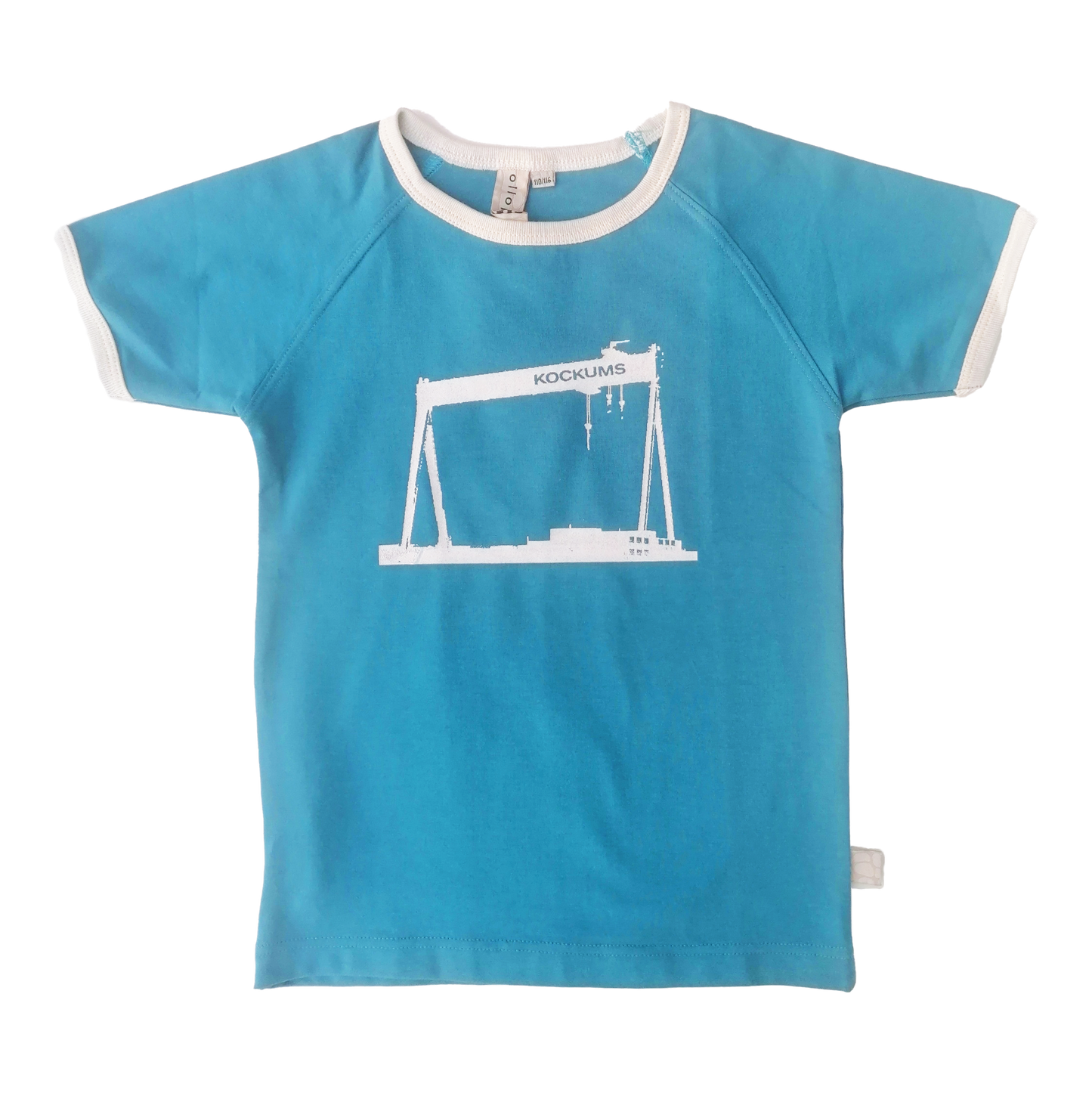 Barn t-shirt Kockumskran ljus petrol