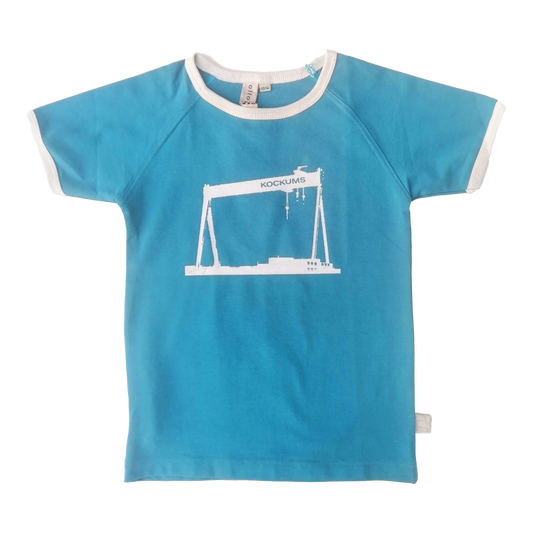 Barn t-shirt Kockumskran ljus petrol